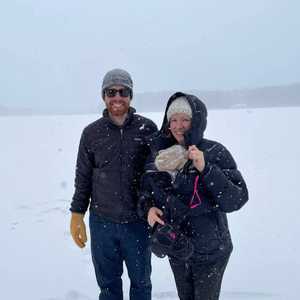 Enjoying her first snow in the frozen tundra of Minnesota