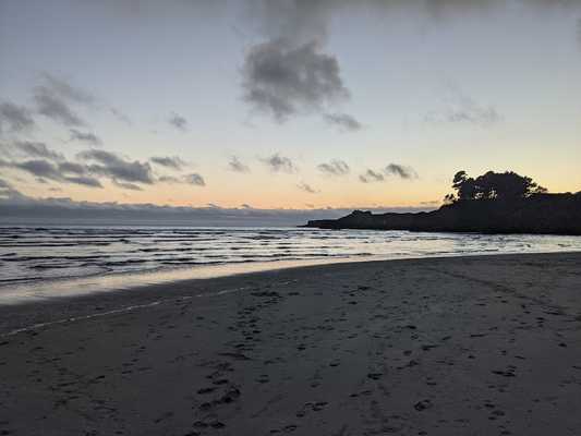 The beach around sunset