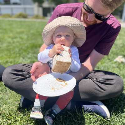 Avery eating some cake